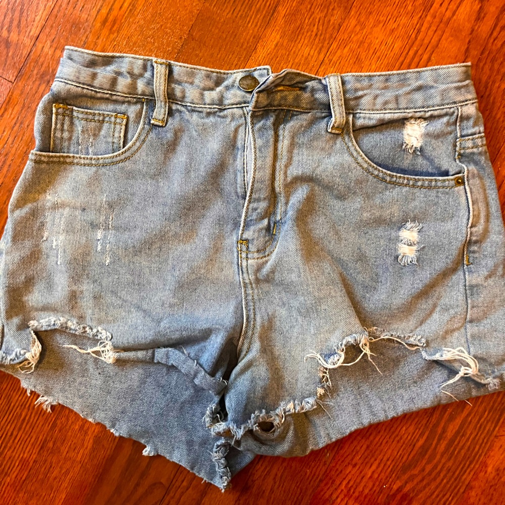 These are womens blue shorts in size small